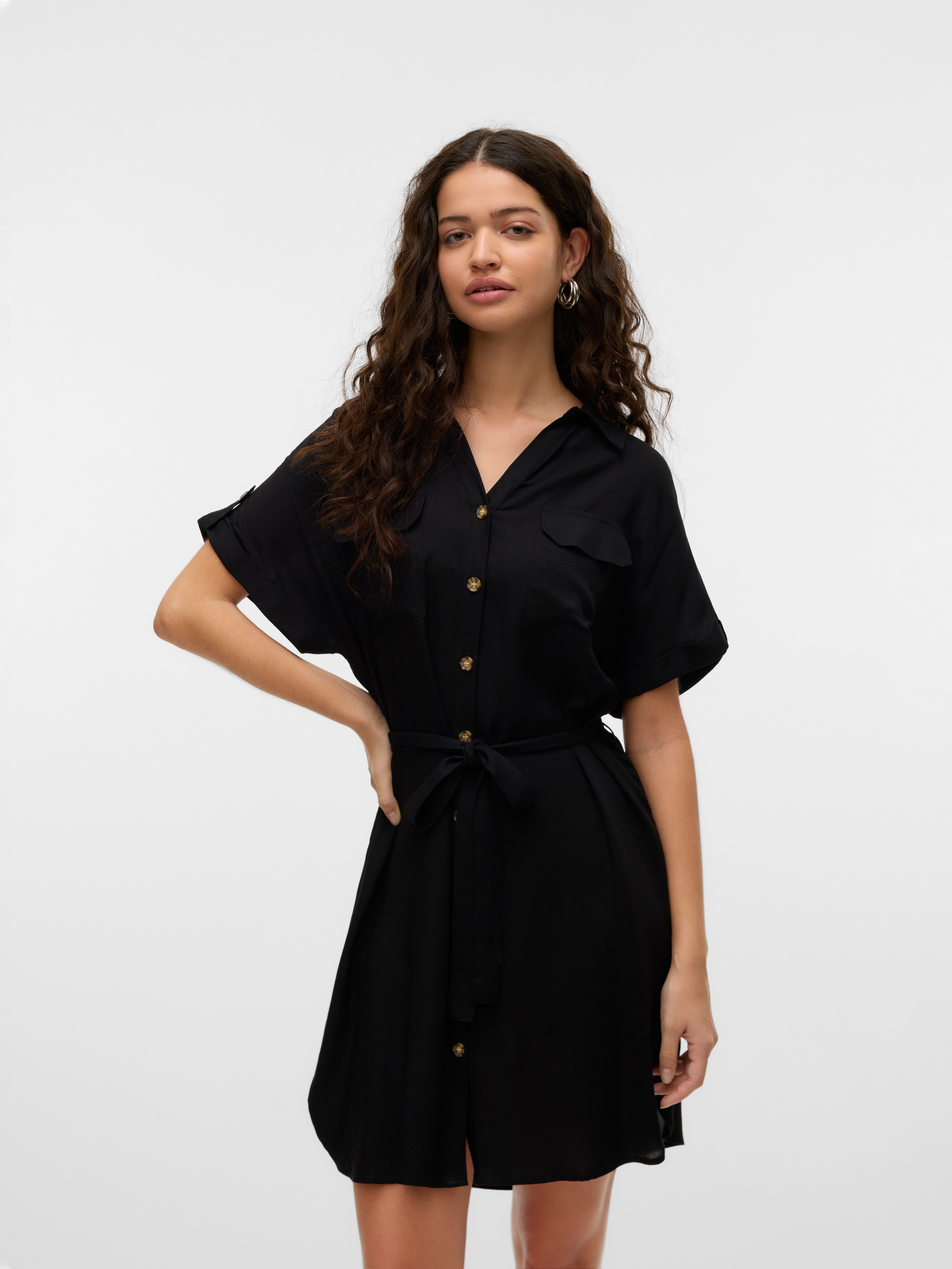 Vero Moda Hemdblusenkleid VMBUMPY SS SHORT SHIRT DRESS WVN GA NOOS Viskose, günstig online kaufen