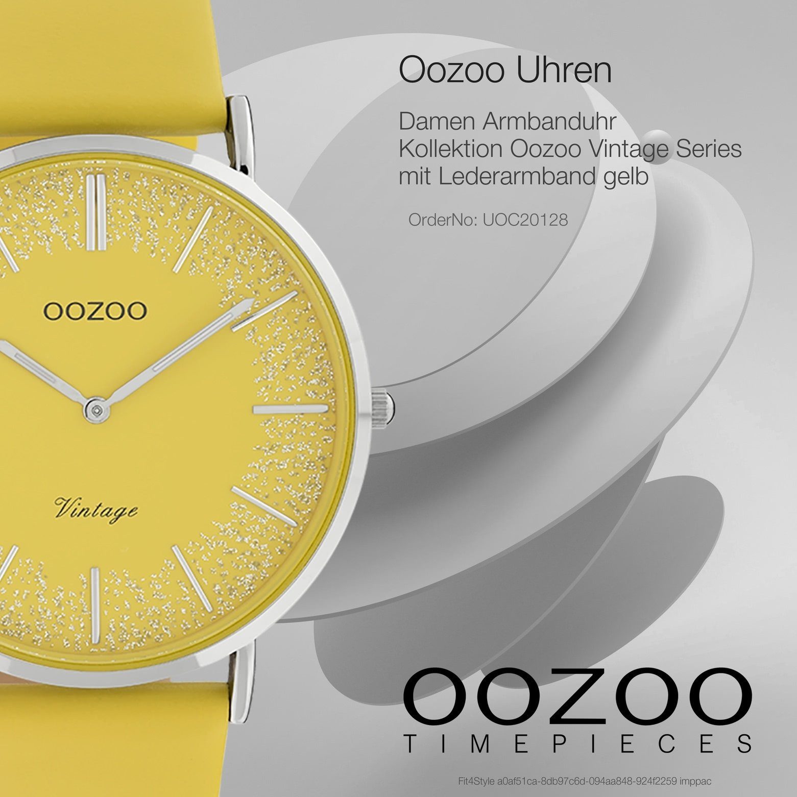OOZOO Quarzuhr Oozoo Damen Armbanduhr gelb Analog, (Analoguhr), Damenuhr rund, groß (ca. 40mm) Lederarmband, Fashion-Style