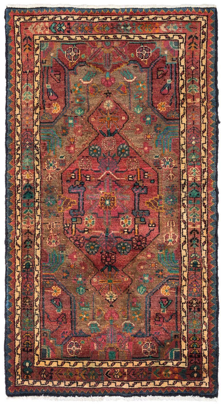 Hosseinabad Höhe: cm, 132 rechteckig, Rosso x 77 Handgeknüpft Medaillon morgenland, mm, 10 Wollteppich