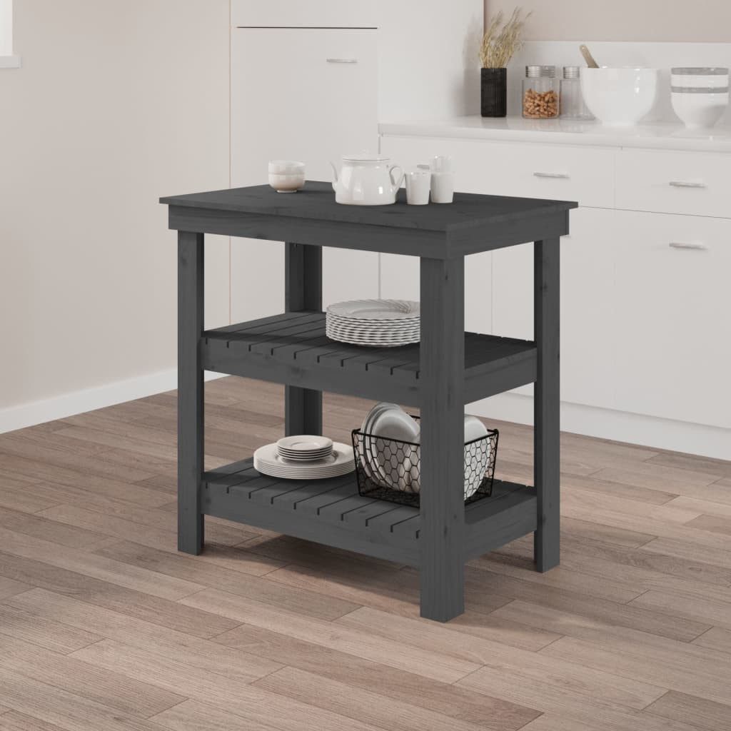 vidaXL Werkbank 785 x 50 x 80 cm Werkbank Grau 78,5x50x80 cm Massivholz Kiefer