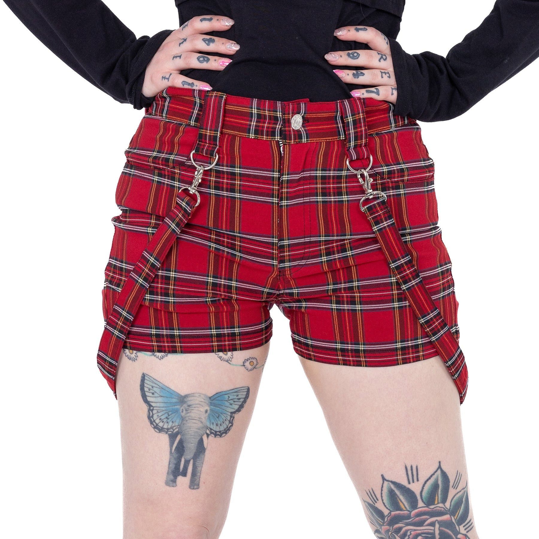 Heartless Shorts Echo Tartan Rot Kariert Kurze Hose Karo Schottenmuster