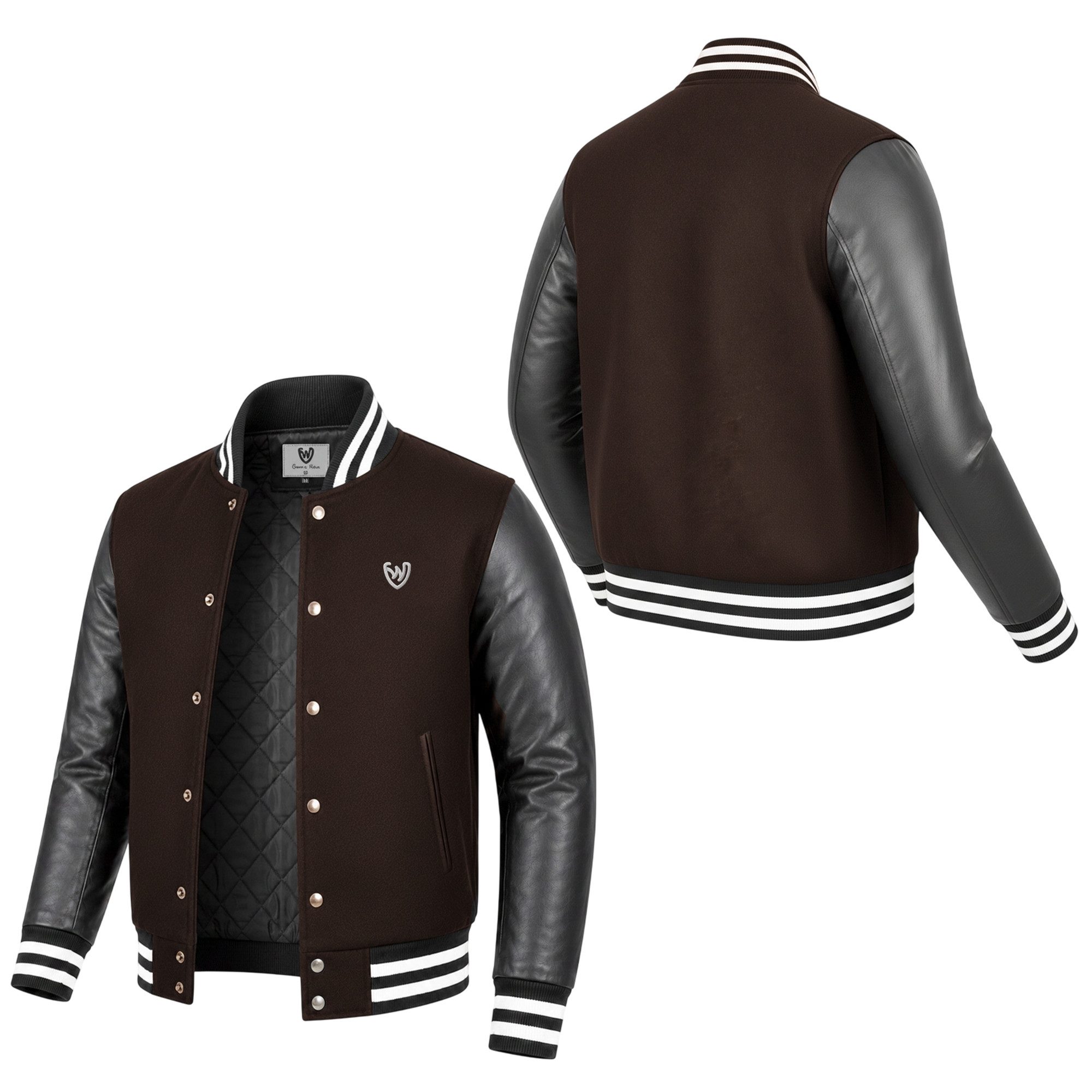 German Wear Collegejacke CJ002 Varsity Collegejacke Blouson Wolljacke Lederärmel