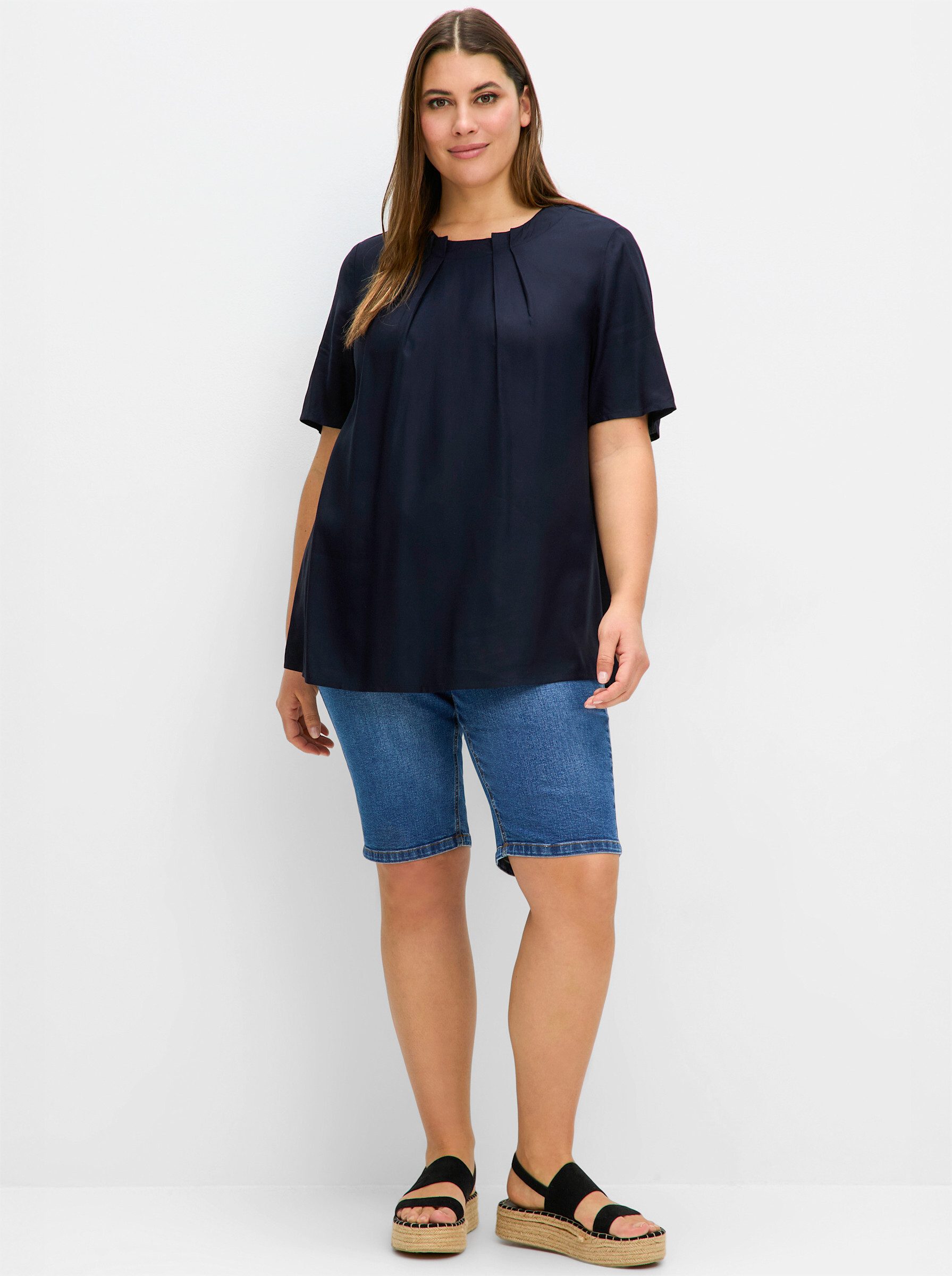 Sheego Klassische Bluse Tunika Kurzarm günstig online kaufen