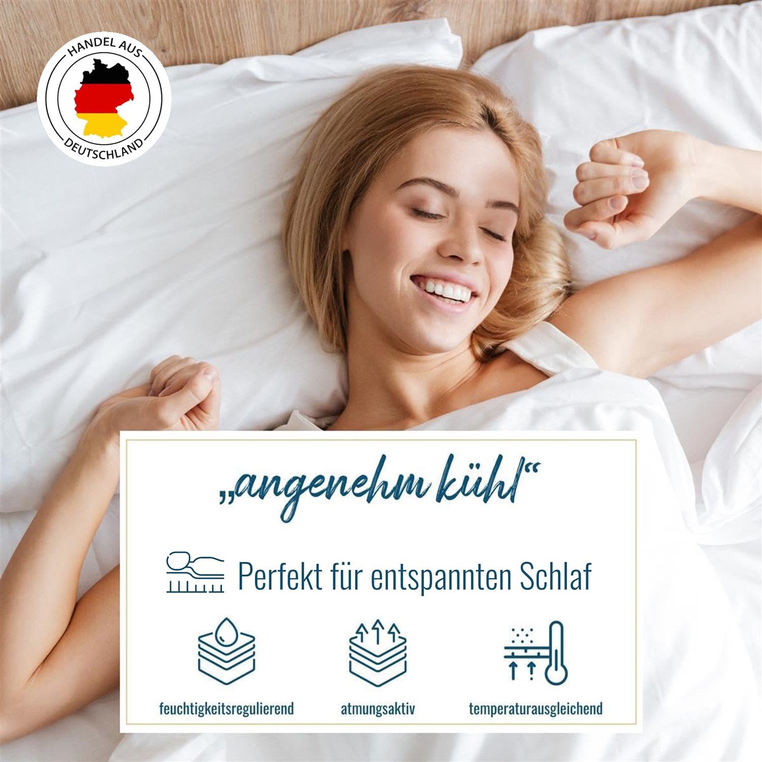Sympathica Naturfaserbettdecke Sommerdecke Lyocell Sommer Bettdecke Sommerbett 135x200 60°C kühlend, Füllung: 100% Lyocell, Bezug: 100% Microfaser, Angenehm leicht und kühlend
