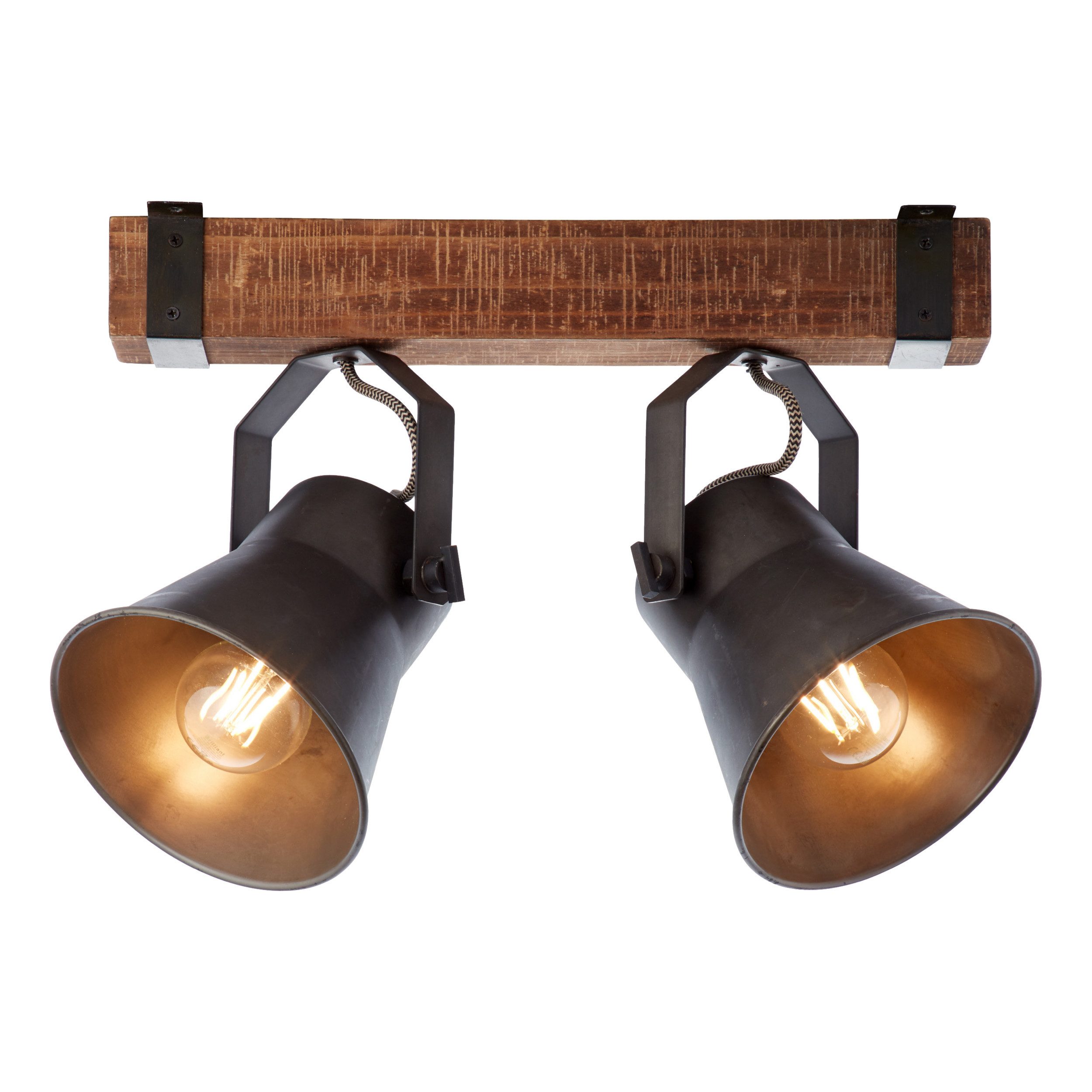 Lightbox Deckenstrahler, ohne Leuchtmittel, 2 flammige Deckenleuchte - Spotbalken mit schwenkbaren Köpfen Schwarz