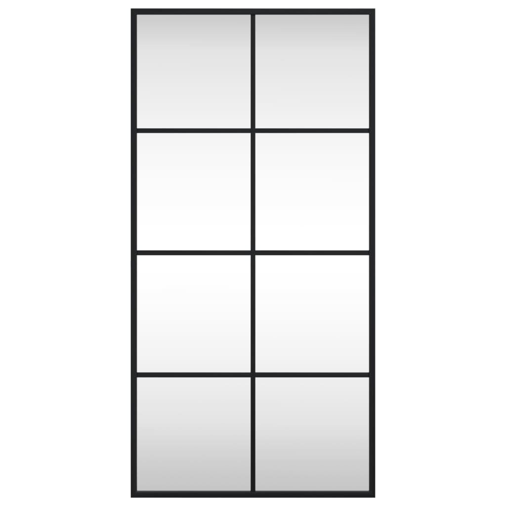 furnicato Wandspiegel 40x80 cm Schwarz mit pulverbeschichtetem Rahmen (1-St), Sicherheitsfolie für Glasspiegel, vertikal oder horizontal montierbar