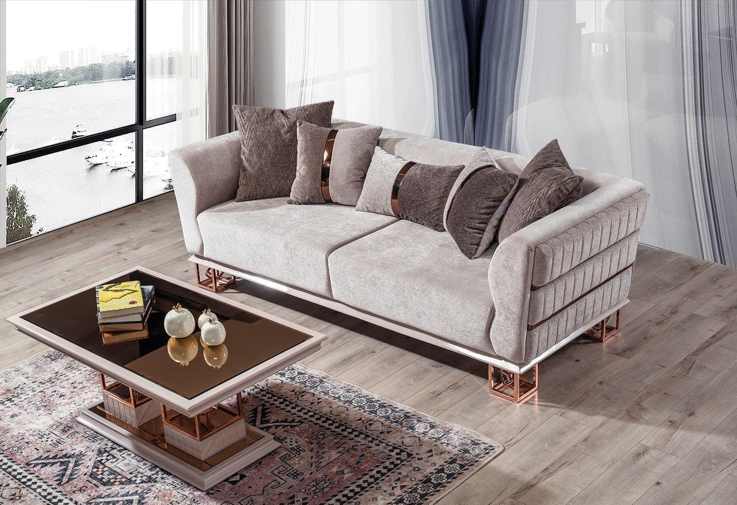 braun Moderne JVmoebel Sitz Sitzer Dreisitzer Sofa 3 Sofa Sofas 3-Sitzer Couch Design