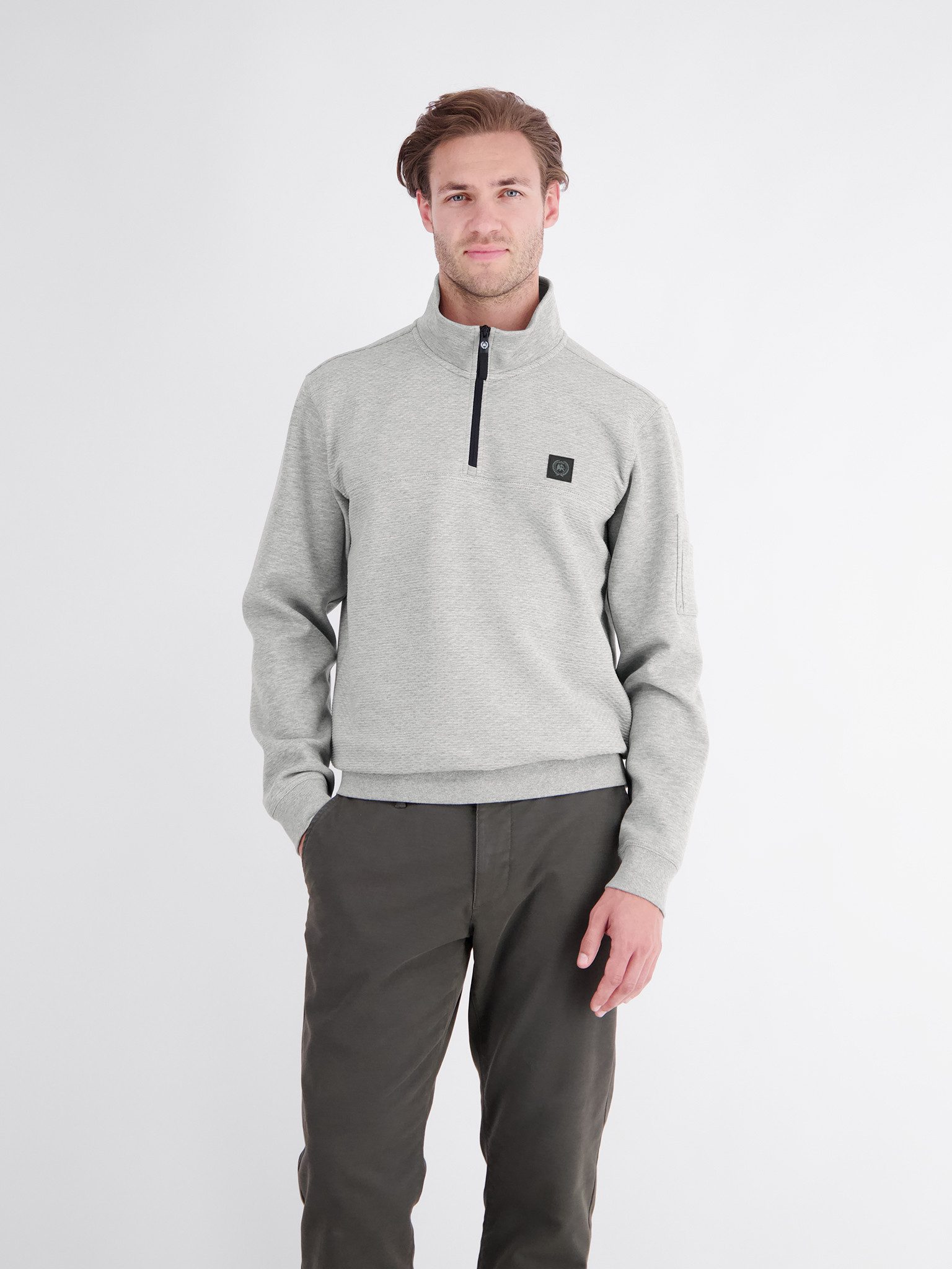 LERROS Sweater mit Troyerkragen und in Struktur-Optik