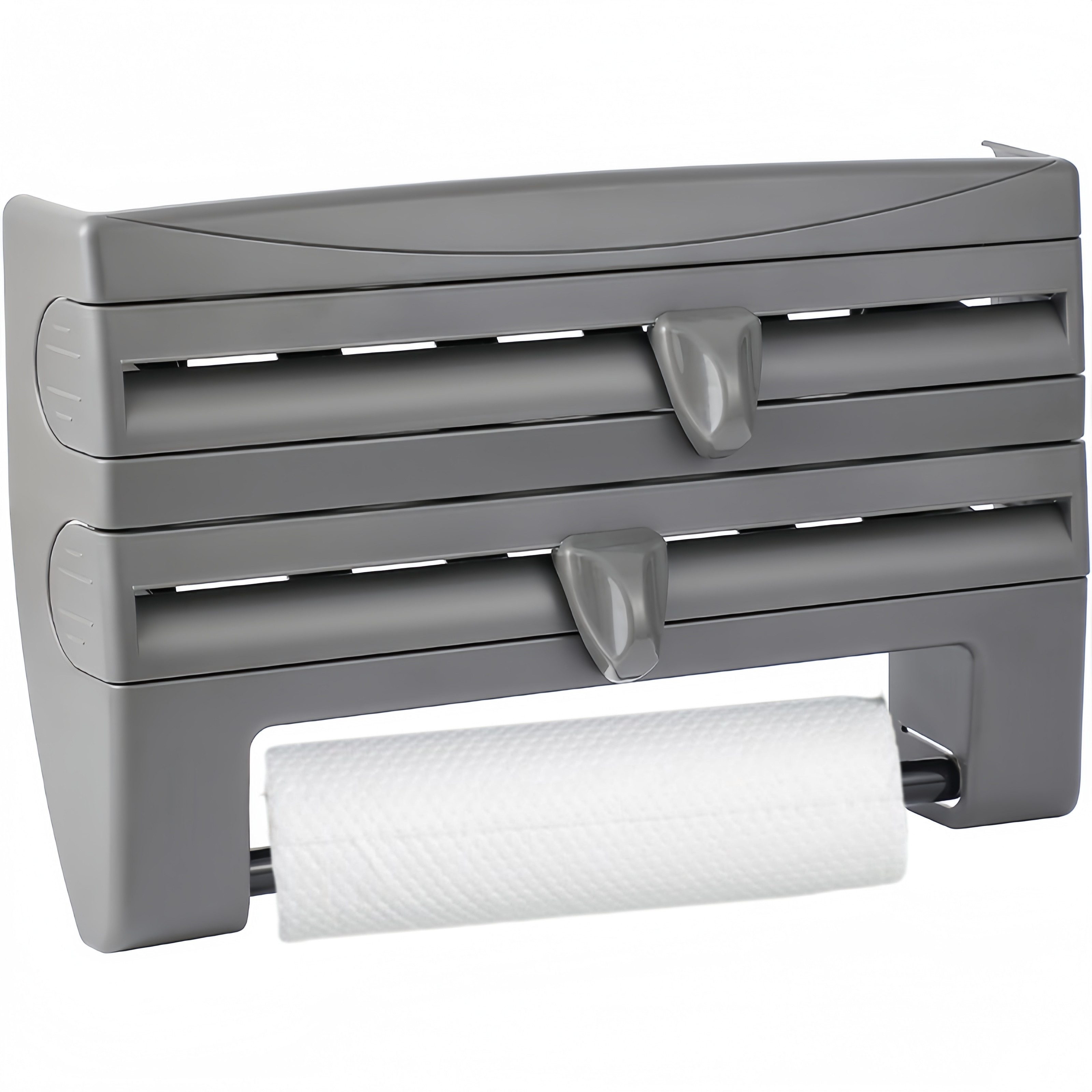 FOUORTUNATE-BEE Folienspender Wandfolienschneider mit Küchenrollenhalter & Alufolienbox, Küchenrollenhalter Wandmontage mit Folienabschneider