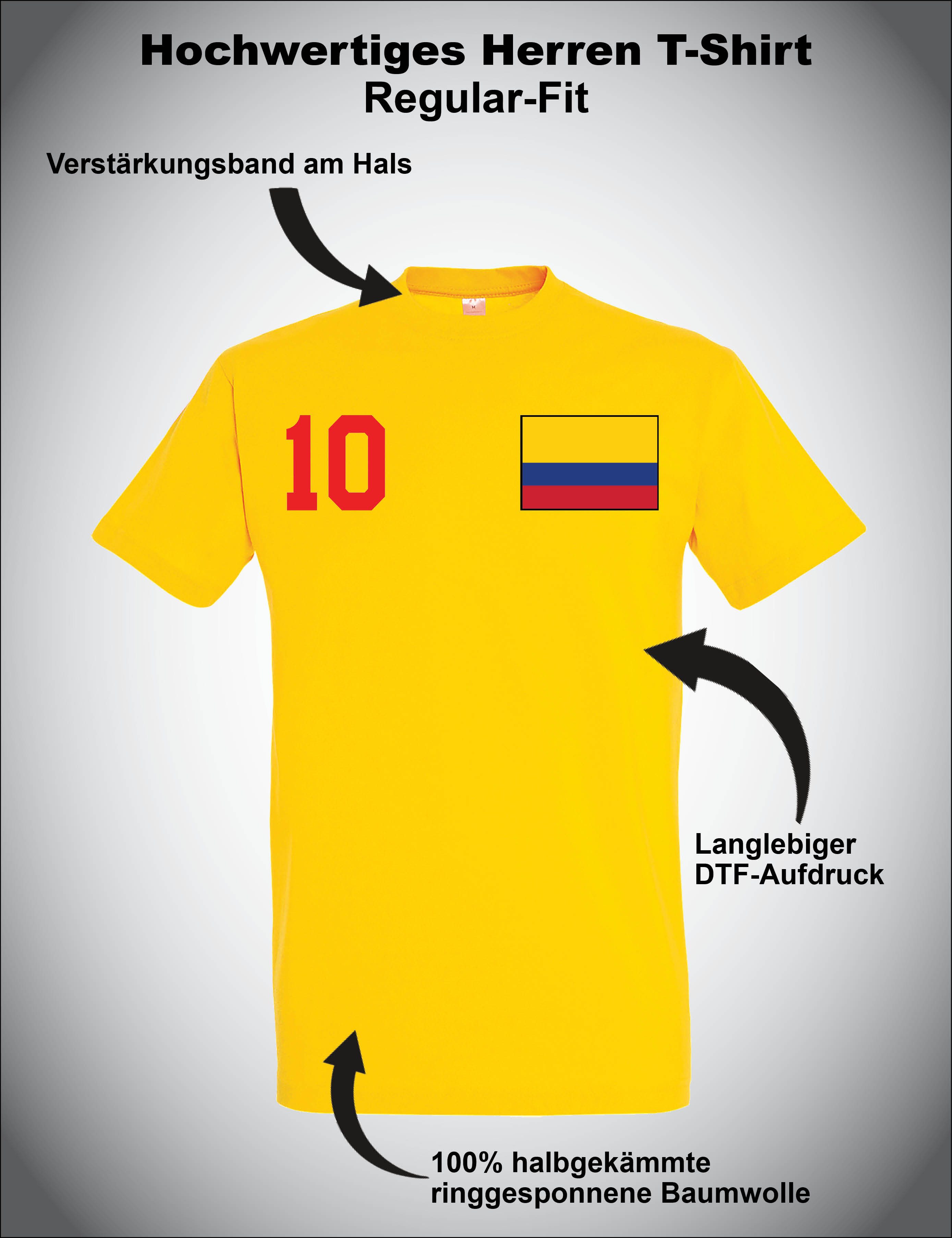 Youth Designz Print-Shirt "Kolumbien" Herren T-Shirt mit Fußball Print Geschenk Statement Männer mit stylischen sportlichen Aufdruck für Männer