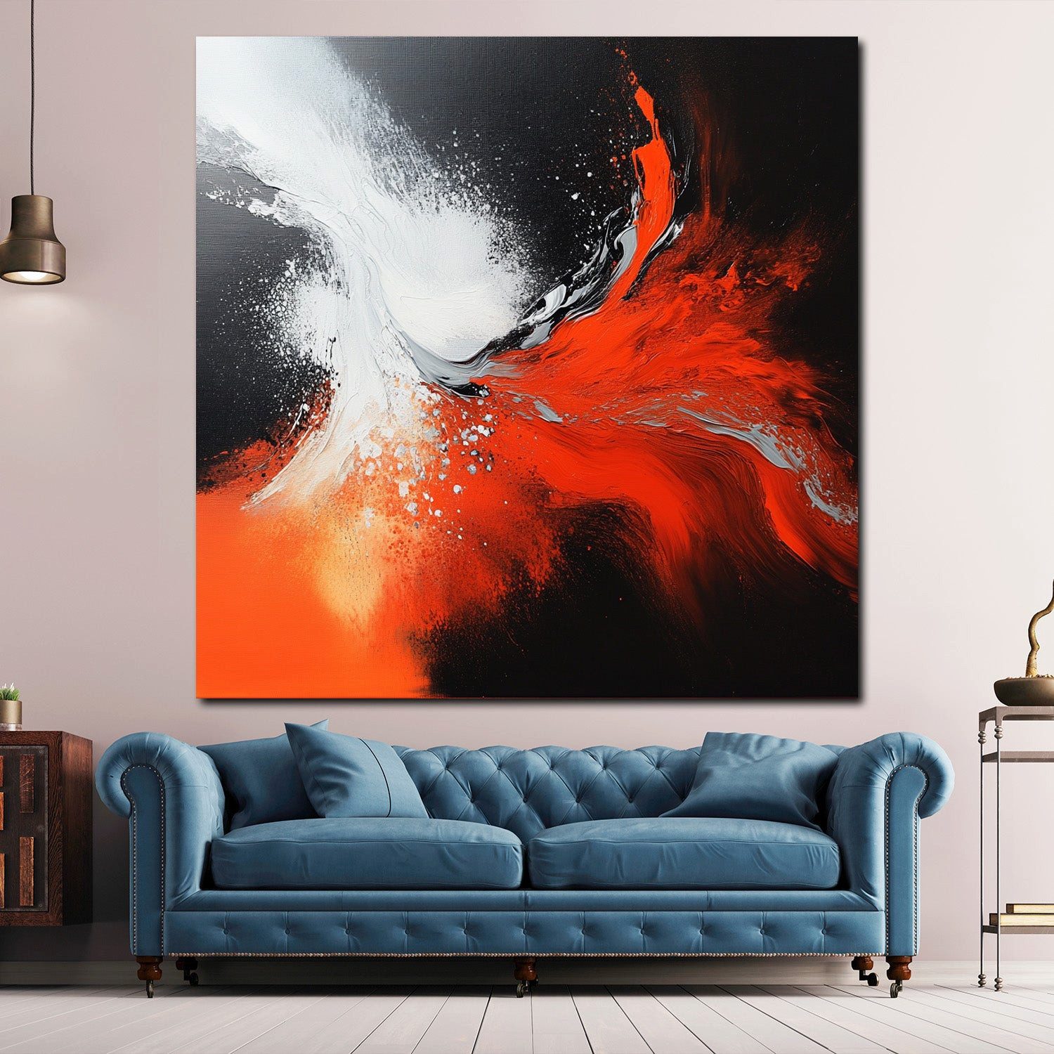 Artedinoi Leinwandbild Abstrakt Rot Weiß Schwarz Leinwandbild Wandbild Kunstdruck XL Wanddeko, Abstrakt in Rot, Weiß, Schwarz