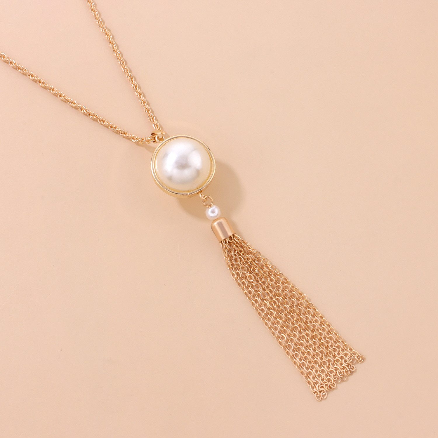 KARMA Lange Kette Damen Perlenkette lang 71 cm Silber od. Gold (Geschenk für Frauen, 1-tlg., Perlen Damenhalskette modern), Kette Pulloverkette