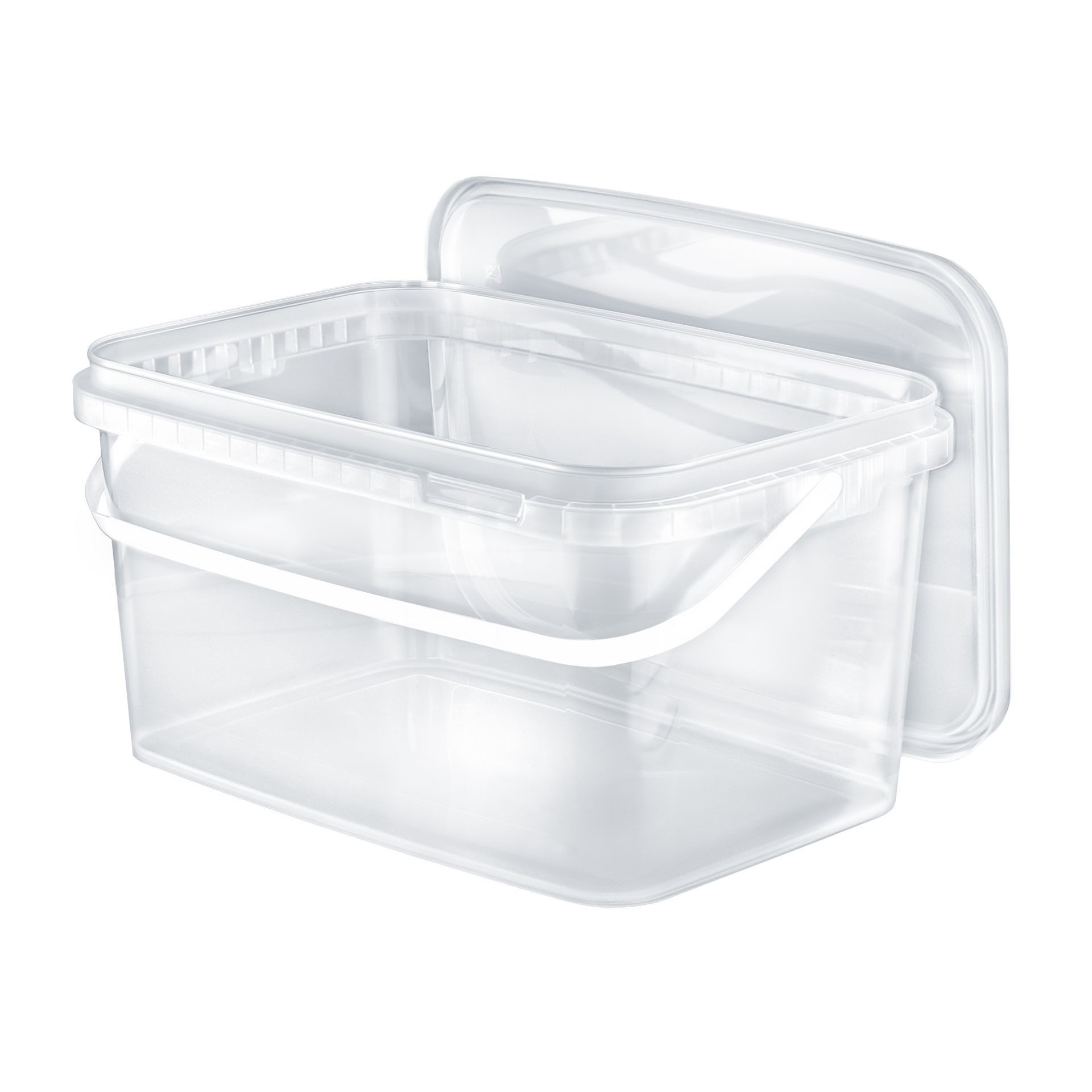 BENBOW Aufbewahrungssystem Rechteckiger Eimer mit Deckel 5l transparent - lebensmittelecht - leer, Polypropylen - Lebensmittelecht, Geschmacksneutral, Auslaufsicher, (5-tlg., PZH-, BRC- und DIN-ISO-zertifiziert), für Lebensmittel, Farben, Chemikalien