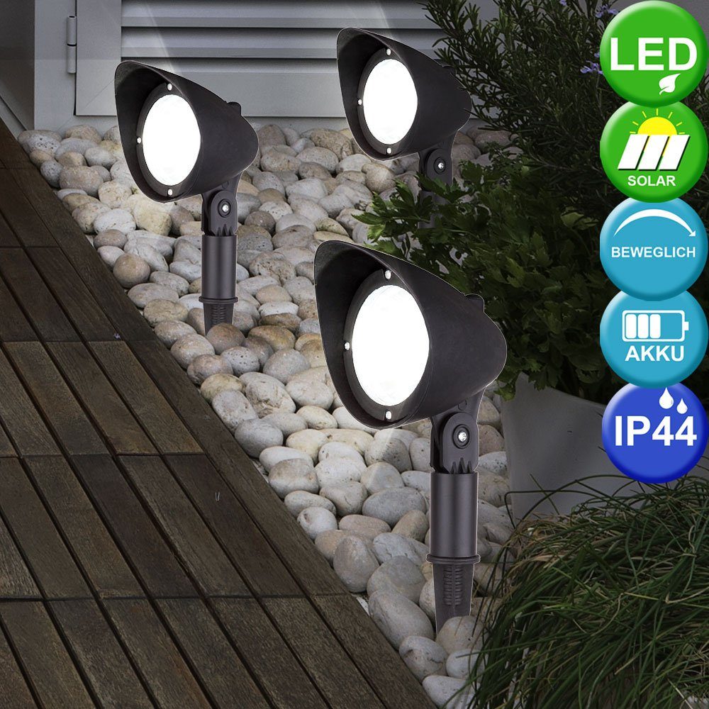 etc-shop Gartenstrahler, 3er Set LED Solar Leuchten Steck Stand Lampen  Erdspieß Beleuchtungen online kaufen | OTTO