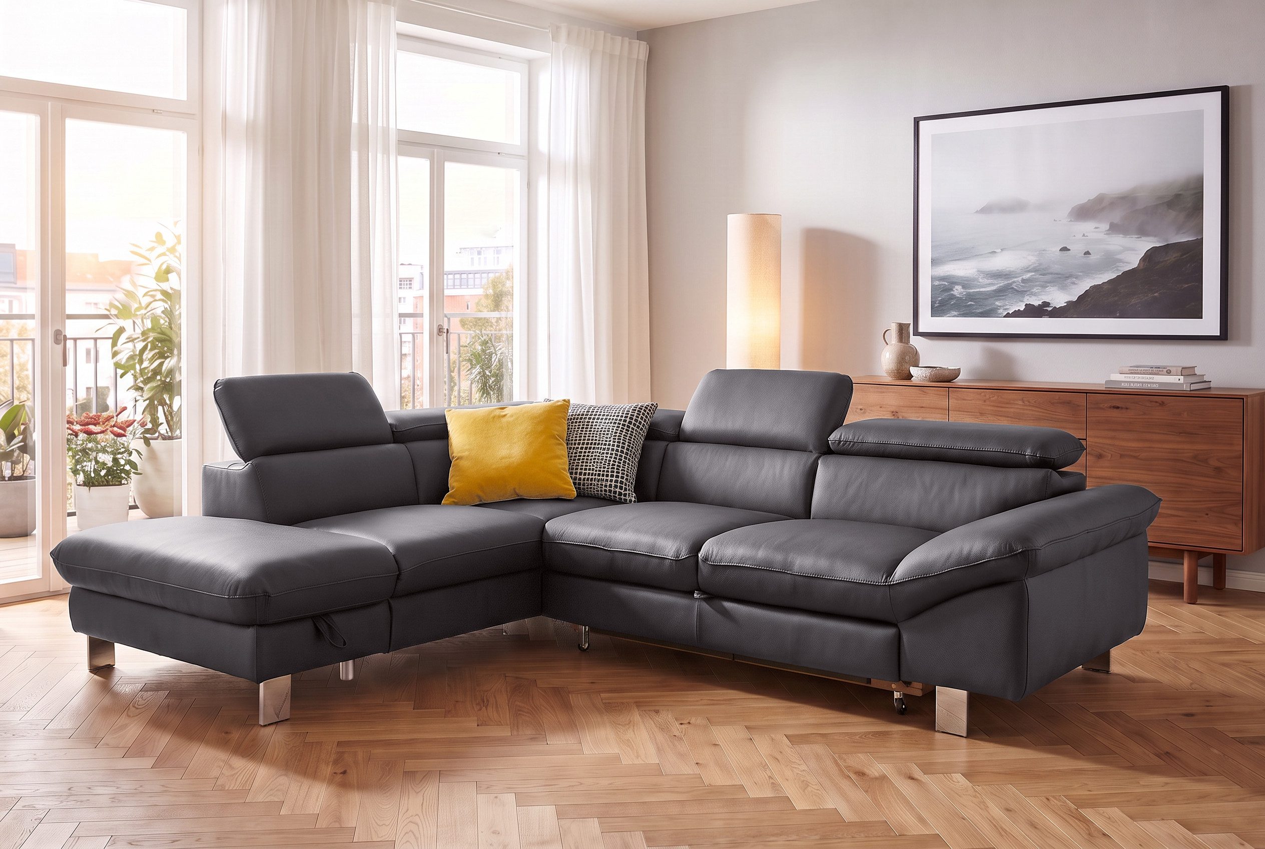 COTTA Ecksofa Driver L-Form, B: 265cm, moderne Couch, Wellenunterfederung, inkl. 3 x, Kopfteilverstellung, optional Schlaffunktion & Bettkasten