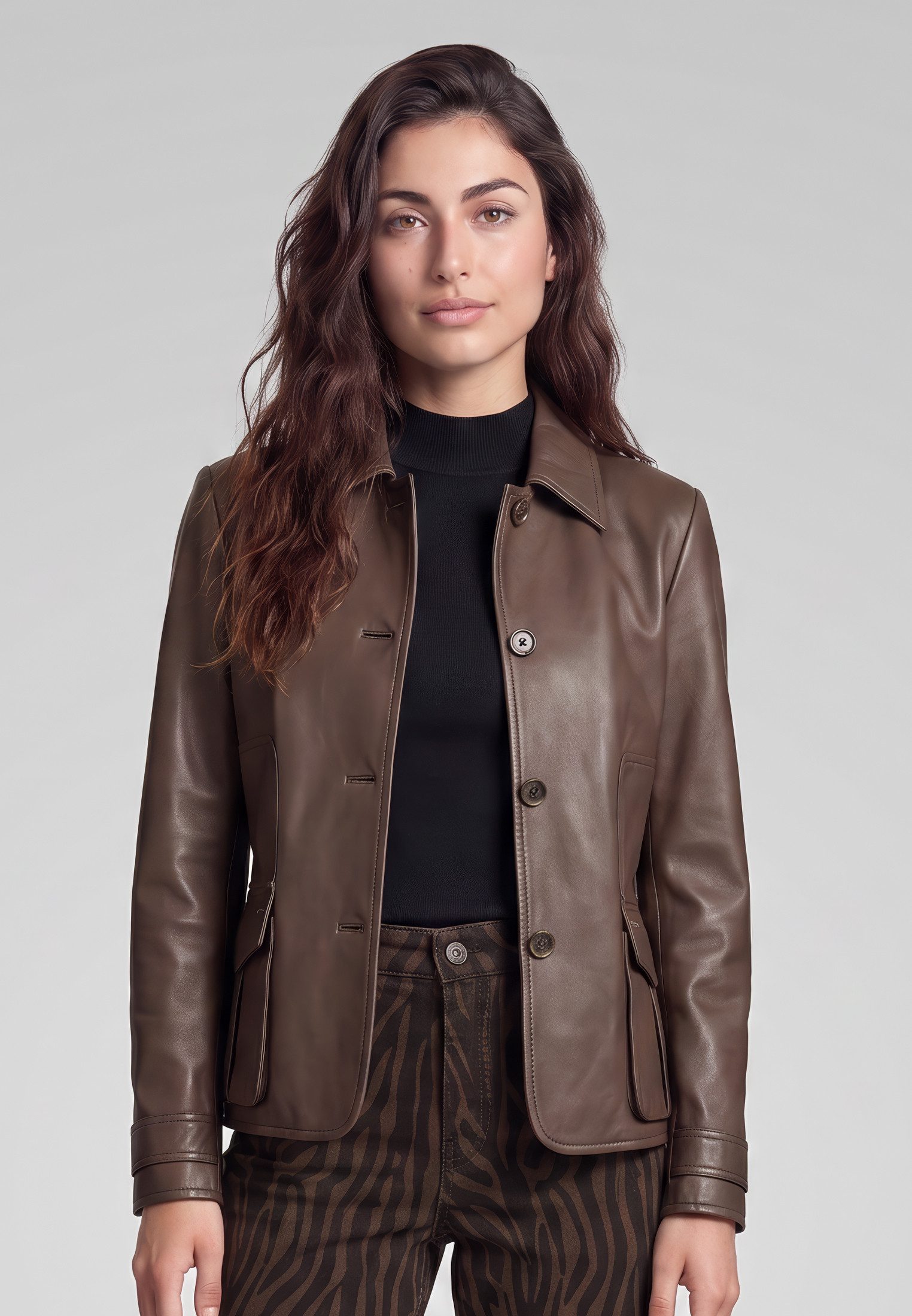 MARC AUREL Lederimitat-Blazer aus weichem Faux Leather