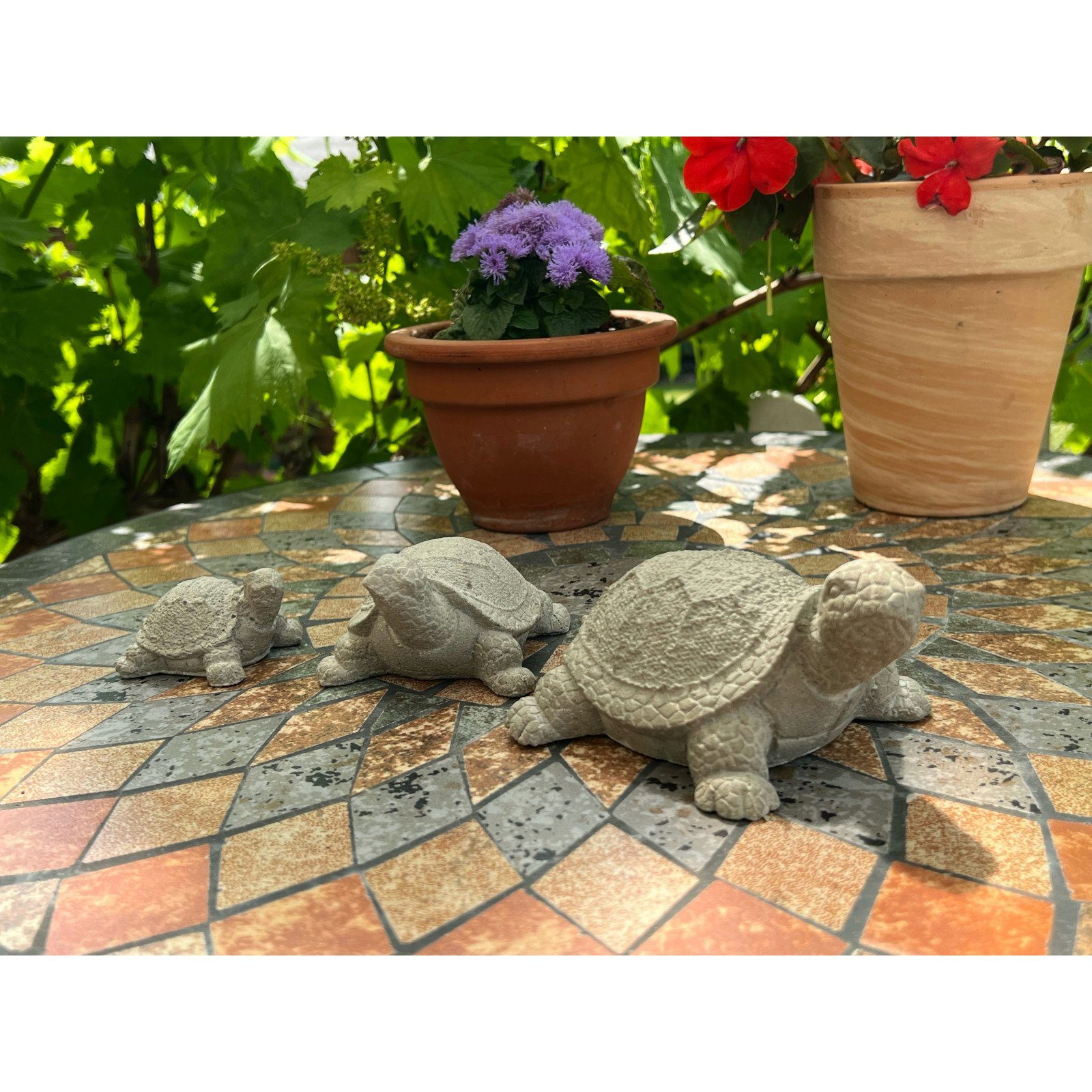 Garten Betonfigur Haus Gartenfigur für handgefertigte und SCHILDKRÖTENFAMILIE, ZGM Dekoration