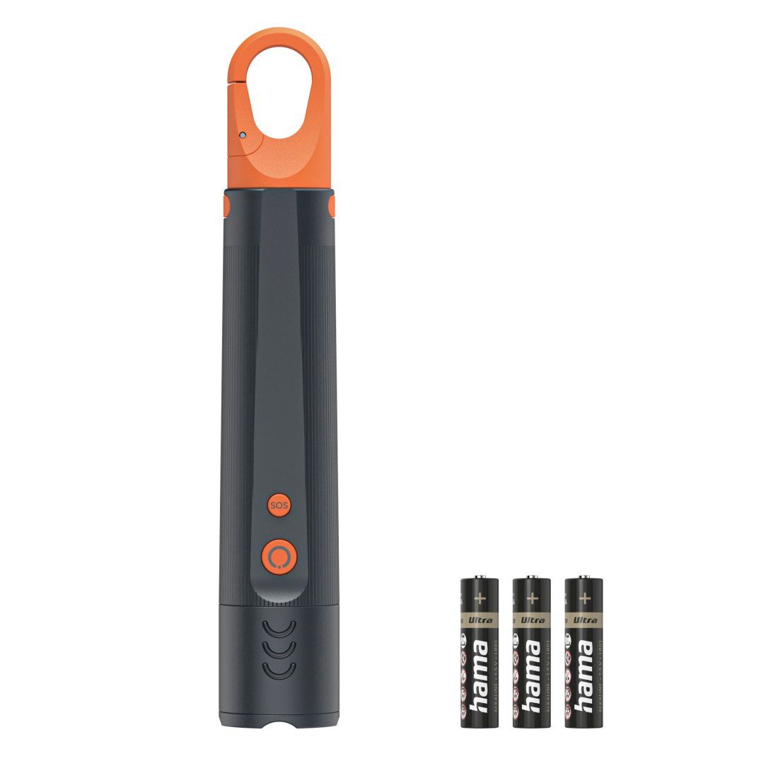 Hama LED Taschenlampe LED-Taschenlampe, Batterien, stoßfest, Aluminium, 4 Modi+SOS, Zoom, stromsparend, Schutz vor Spritzwasser, robust