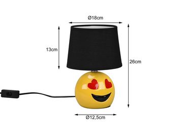 meineWunschleuchte LED Nachttischlampe, LED wechselbar, warmweiß, kleine stylische Kinderzimmer-lampe ausgefallen dimmbar Schwarz H 26cm
