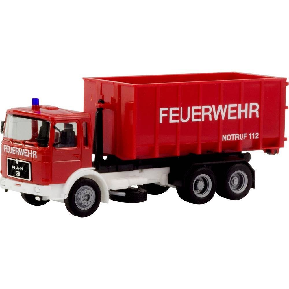 Herpa Modelleisenbahn-Straße H0 MAN F8 Abrollcontainer-LKW "Feuerwehr"
