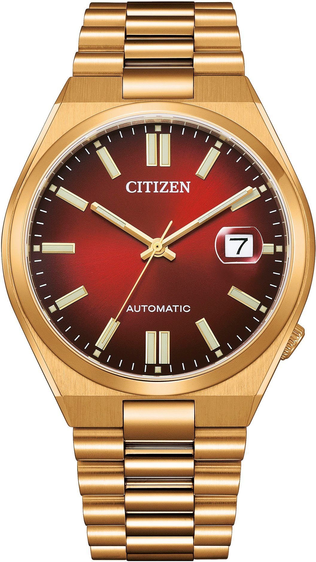 Citizen Automatikuhr NJ0153-82X, Armbanduhr, Damenuhr, Herrenuhr, Edelstahlarmband, Saphirglas, Datum