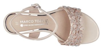 MARCO TOZZI by GMK Sandalette, Sommerschuh, Sandale, Blockabsatz, mit Blütenapplikation aus Textil