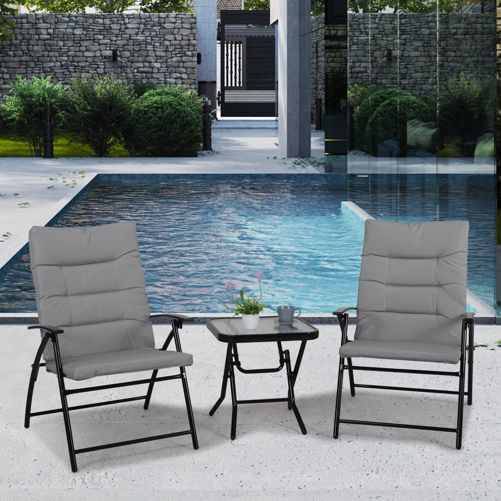 SVITA Balkonset VENTURA, (3-teilig, 2 Stühle, 1 Tisch), gepolstert, Klappst günstig online kaufen