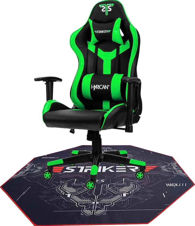 Hyrican Gaming-Stuhl Striker Gaming-Stuhl "Copilot" Gamingstuhl + Stuhlunterlage (Set), Bodenschutzmatte 1100x1100x2mm