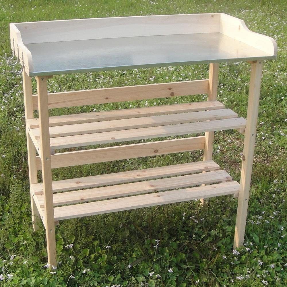 Melko Pflanztisch Gartentisch Pflanztisch Holztisch mit Ablage & Haken Gärtnertisch (Stück, 1-St., Pflanztisch), Holzstärke: 25 mm, 15 mm und 11 mm – Bild 4 von 5