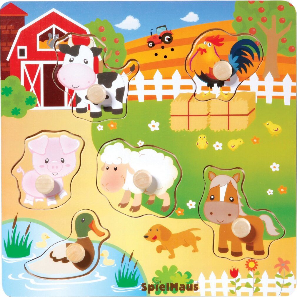 Vedes Spiel SpielMaus Holz Sound Holzpuzzle Bauernhof