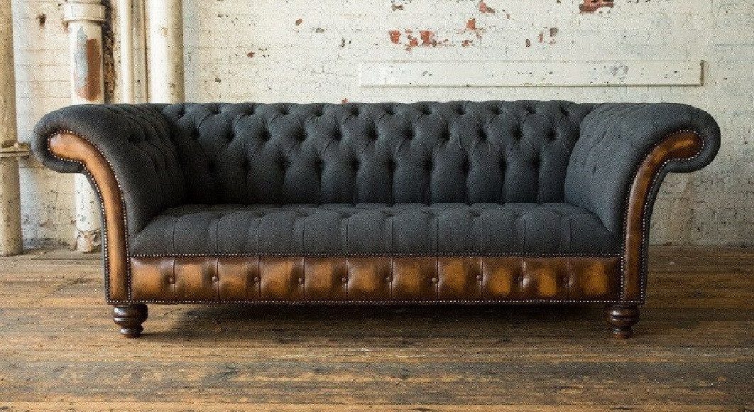 Xlmoebel Chesterfield-Sofa Chesterfield Sofa aus Mikrofaser mit strapazierfähigem Webstoff, 1 Teile, Hergestellt in Europa