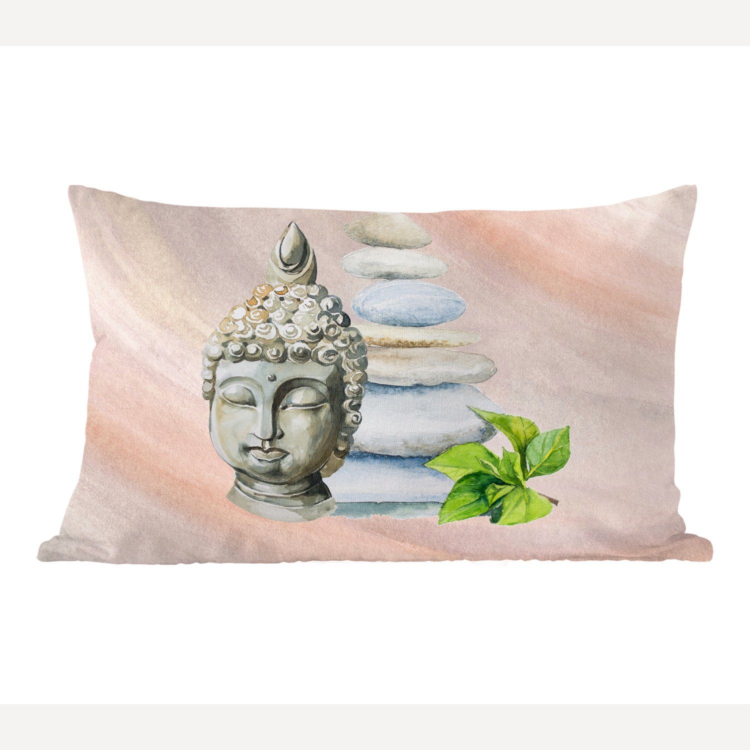 MuchoWow Dekokissen Buddha - Kopf - Fels, Wohzimmer Dekoration, Zierkissen, Dekokissen mit Füllung, Schlafzimmer