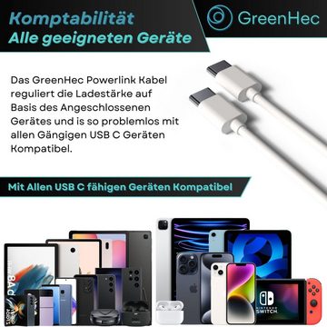 GreenHec Ladekabel iPad Pro iPhone 15 Datenkabel Schnellladekabel fast Charge USB-Kabel, USB Typ C (200 cm), Powerlink, Porthold, 60W
