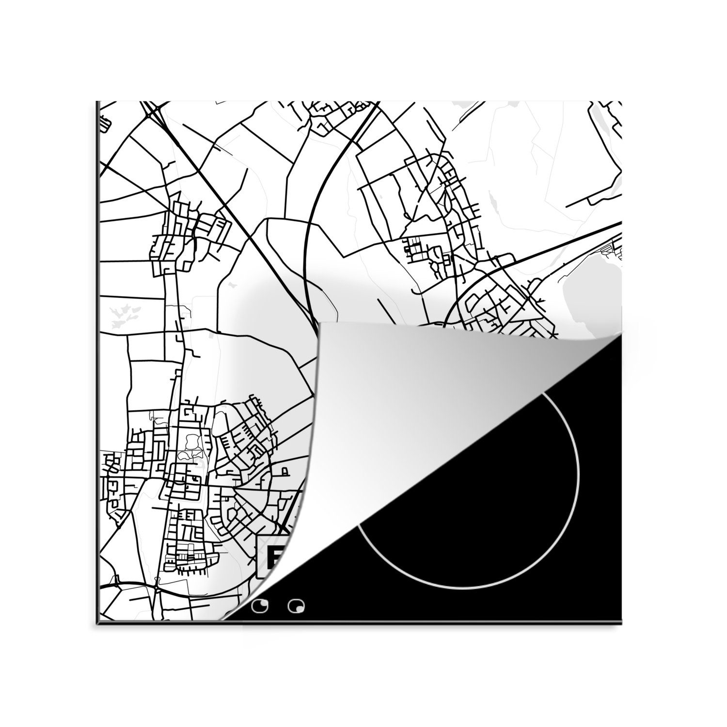 MuchoWow Herdblende-/Abdeckplatte Erfstadt - Karte - Stadtplan, Vinyl, (1 tlg), 78x78 cm, Ceranfeldabdeckung, Arbeitsplatte für küche | Herdabdeckplatten