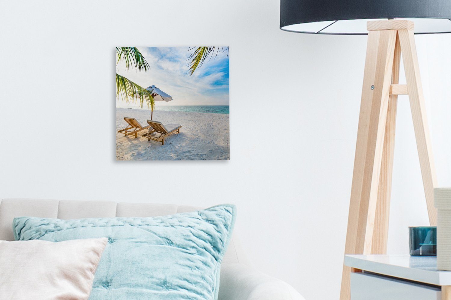 OneMillionCanvasses® Leinwandbild Schlafzimmer St), für Sonnenschirm (1 Sonnenuntergang, - Bilder Leinwand Strandkorb Wohnzimmer 