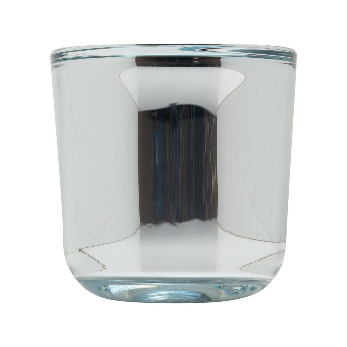 INNA-Glas Kerzenhalter Teelichthalter Nick aus Glas, glänzend-Silber, 7,5 cm, Ø 7,5 cm