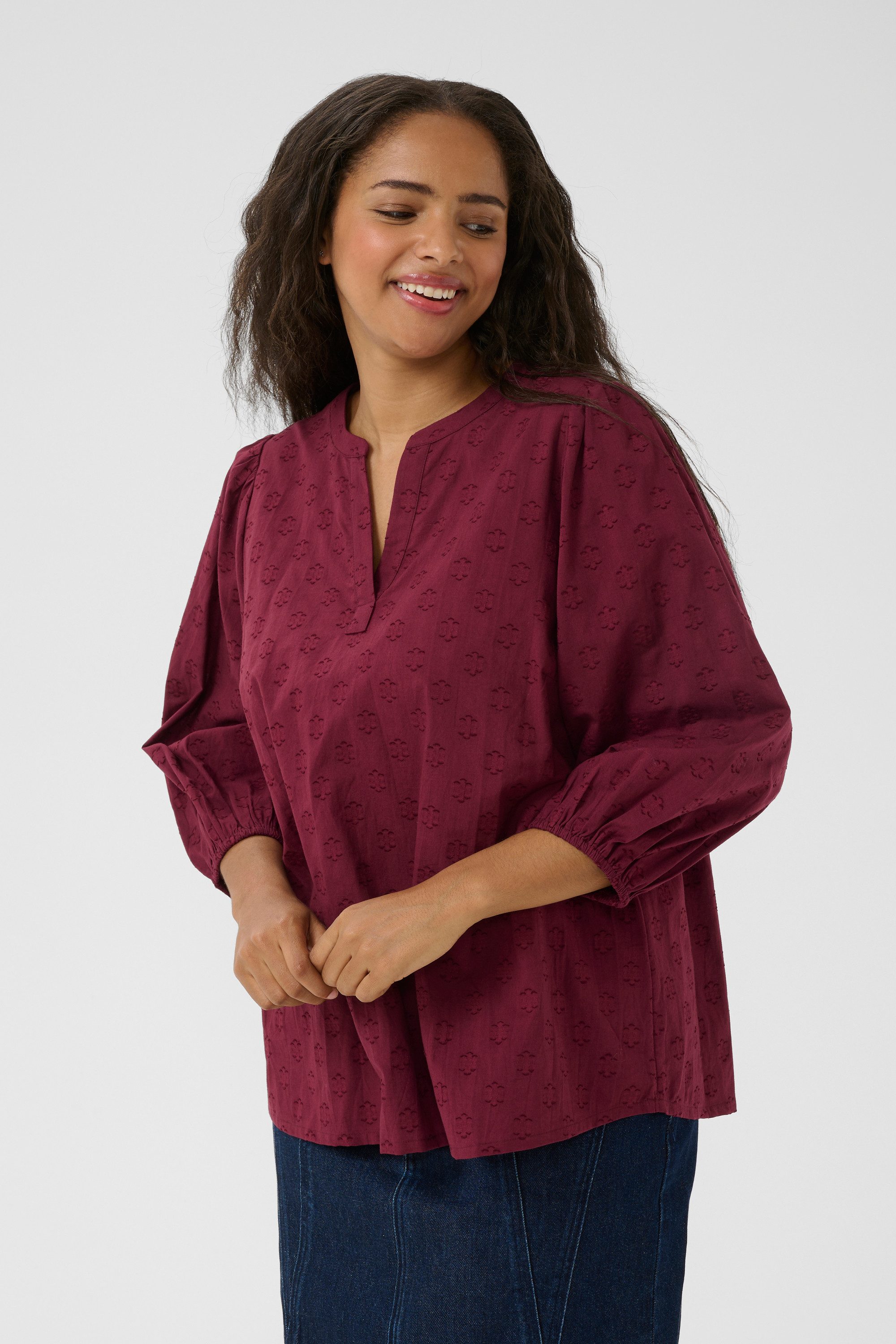 KAFFE Curve Langarmbluse Langarm-Bluse KCloulou Große Größen günstig online kaufen