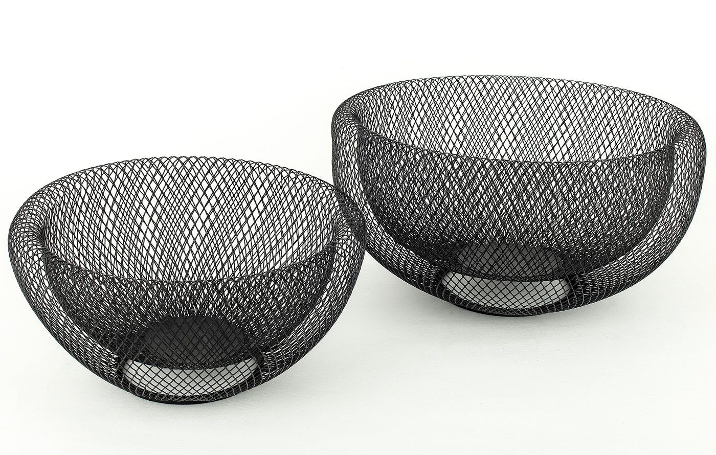 Levandeo® Dekoschale, 2tlg.Schalenset Metall 3D schwarz 24cm & 28cm rund Schüssel