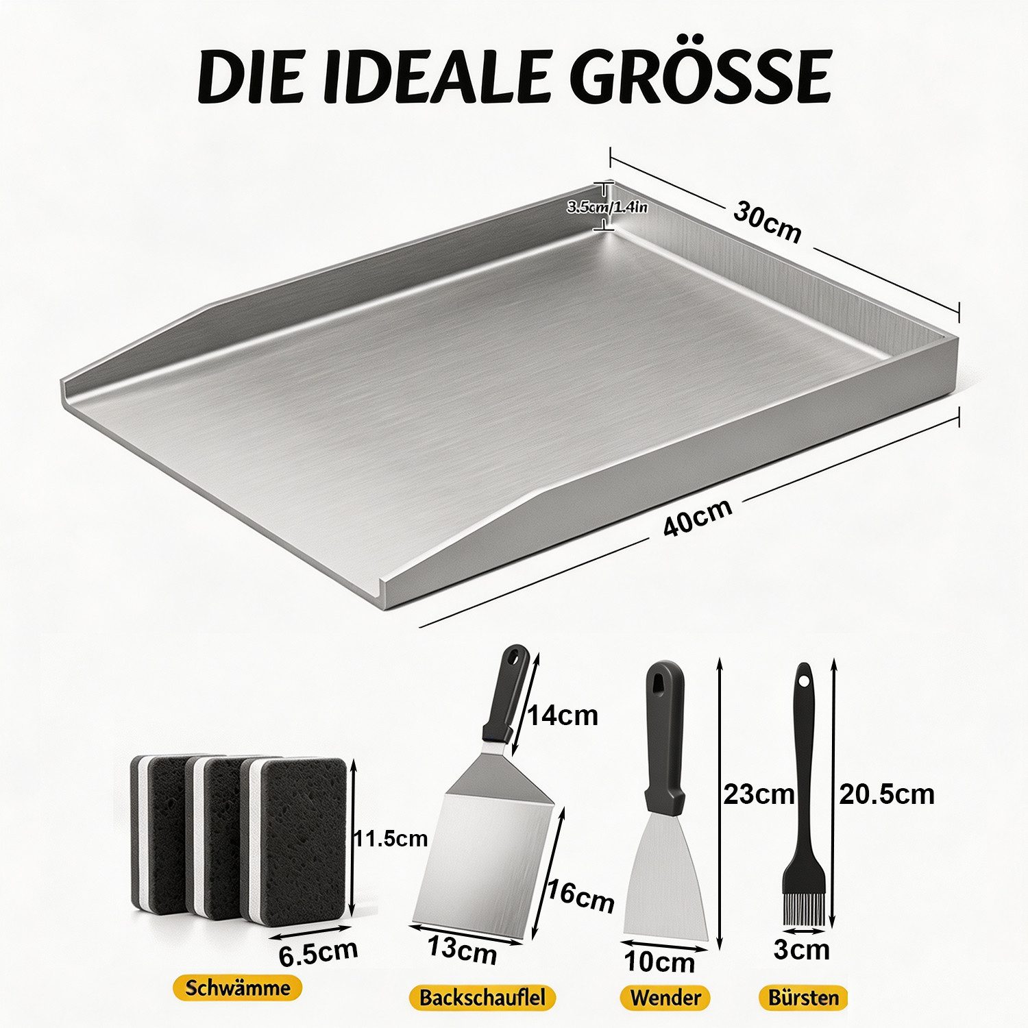 devesanter Grillplatte Edelstahl Grillplatte Set Universal BBQ Plancher Gasgrill Grill (1-St., mit Grillwerkzeugen und Reinigungsschwämme), für gleichmäßige Hit – Bild 2 von 5