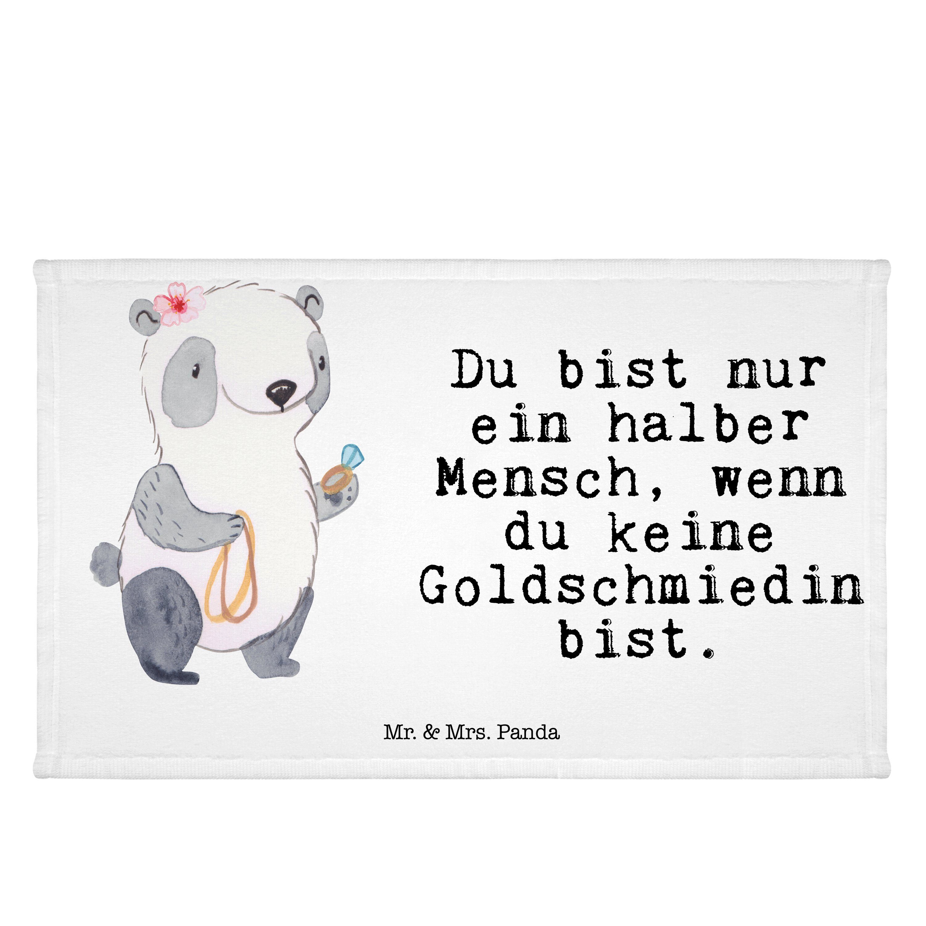 Mr. & Mrs. Panda Handtuch Goldschmiedin mit Herz - Weiß - Geschenk, Sport Handtuch, Reisehandtu, (1-St)