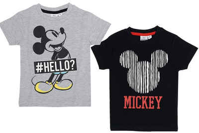 Disney Mickey Mouse T-Shirt »2x MICKEY MOUSE T-Shirt Jungen Doppelpack grau + schwarz Jungenshirt Kinder Größen 92 104 116 128 für 2 3 4 5 6 7 8 9 10 Jahre«