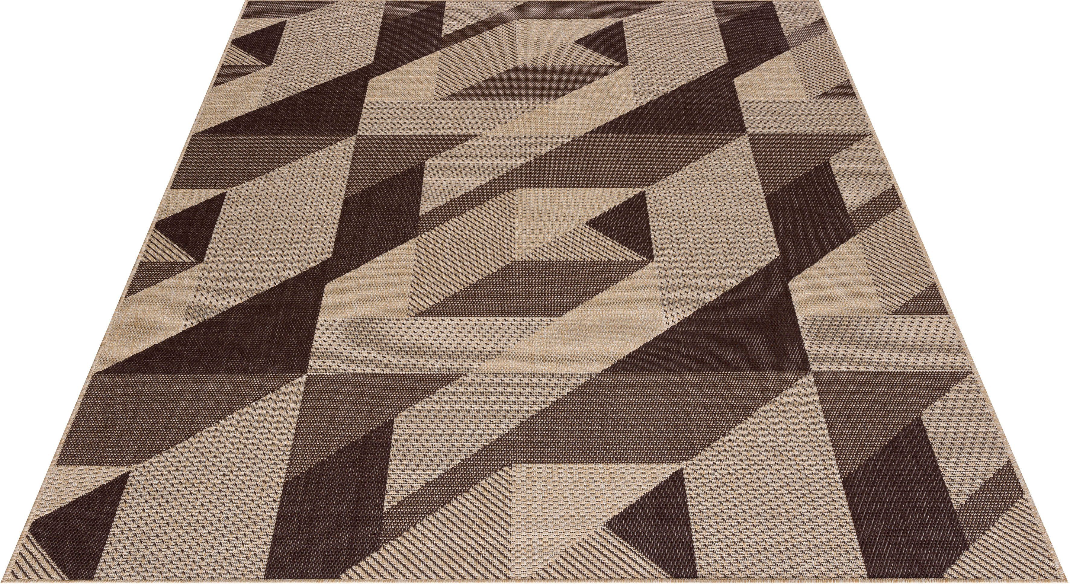 Teppich Borfin, Home affaire, rechteckig, Höhe: 7 mm, mit geometrischem Muster, schmutzabweisend, In- und Outdoor geeignet braun | Kurzflor-Teppiche