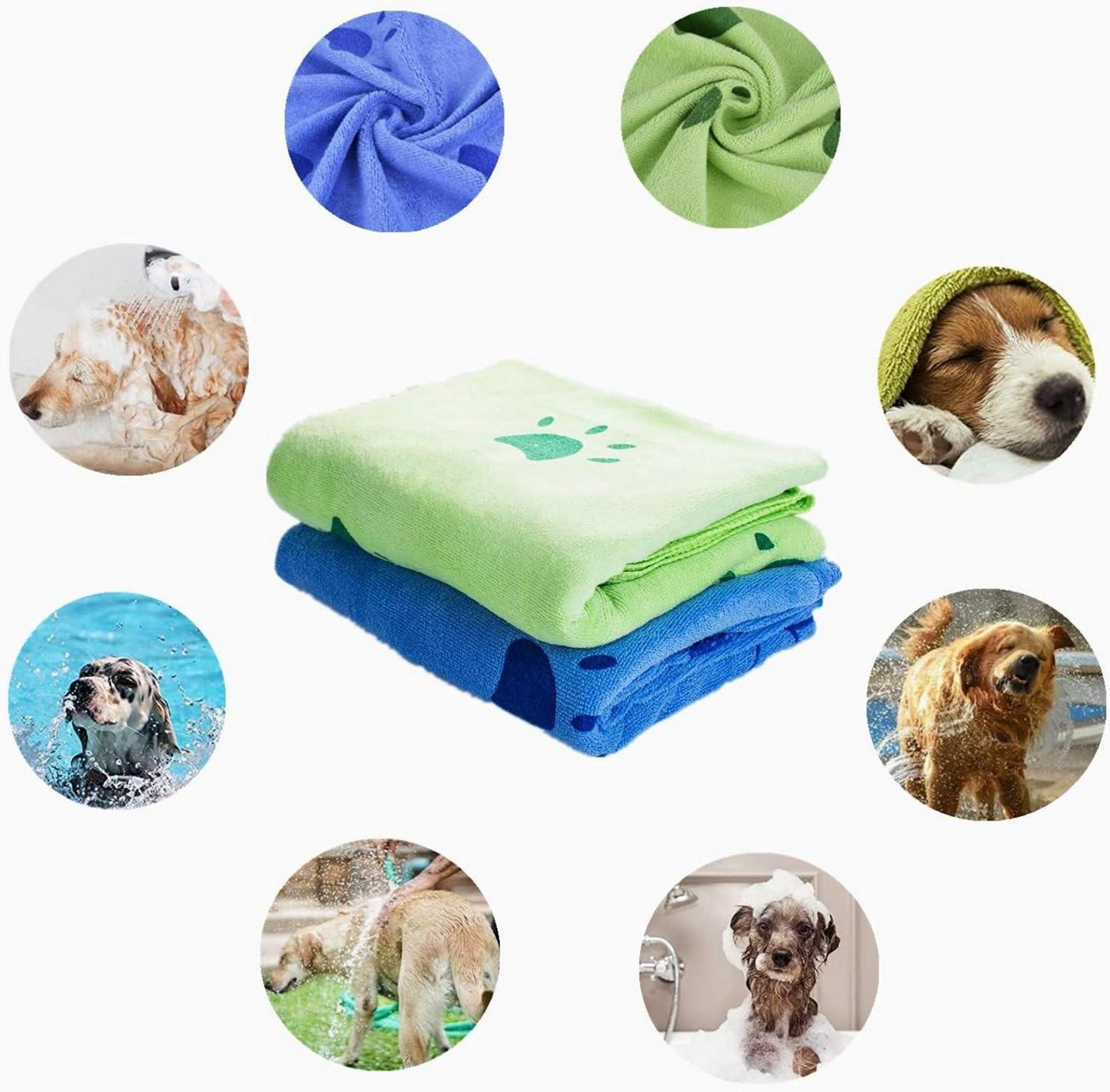 Thumbnail - bangminda Tier-Halstuch Schnelltrocknendes Mikrofaser Hundehandtuch 2er Pack 140x70cm