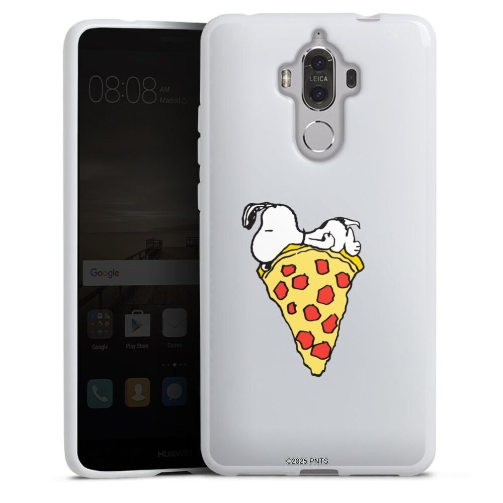 DeinDesign Handyhülle Peanuts Pizza Snoopy Snoopy Pizza, Huawei Mate 9 Silikon Hülle Bumper Case Handy Schutzhülle