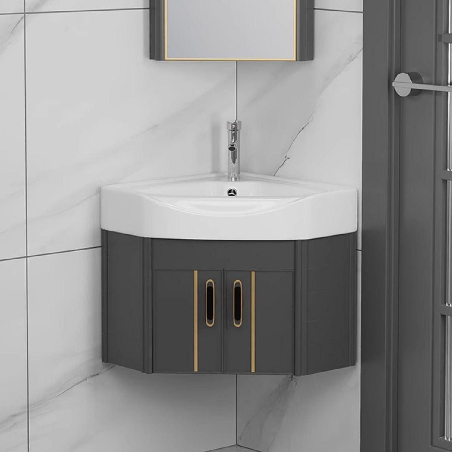 LuxusKollektion Waschtisch Eckwaschbecken mit Unterschrank (1-St)