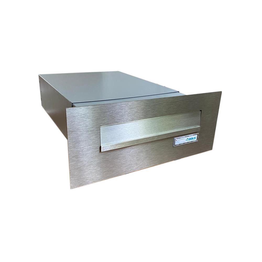 Letterbox24 Briefkasten FLAT Design Edelstahl Mauerdurchwurf Briefkasten BX-042, Mit Namensschild