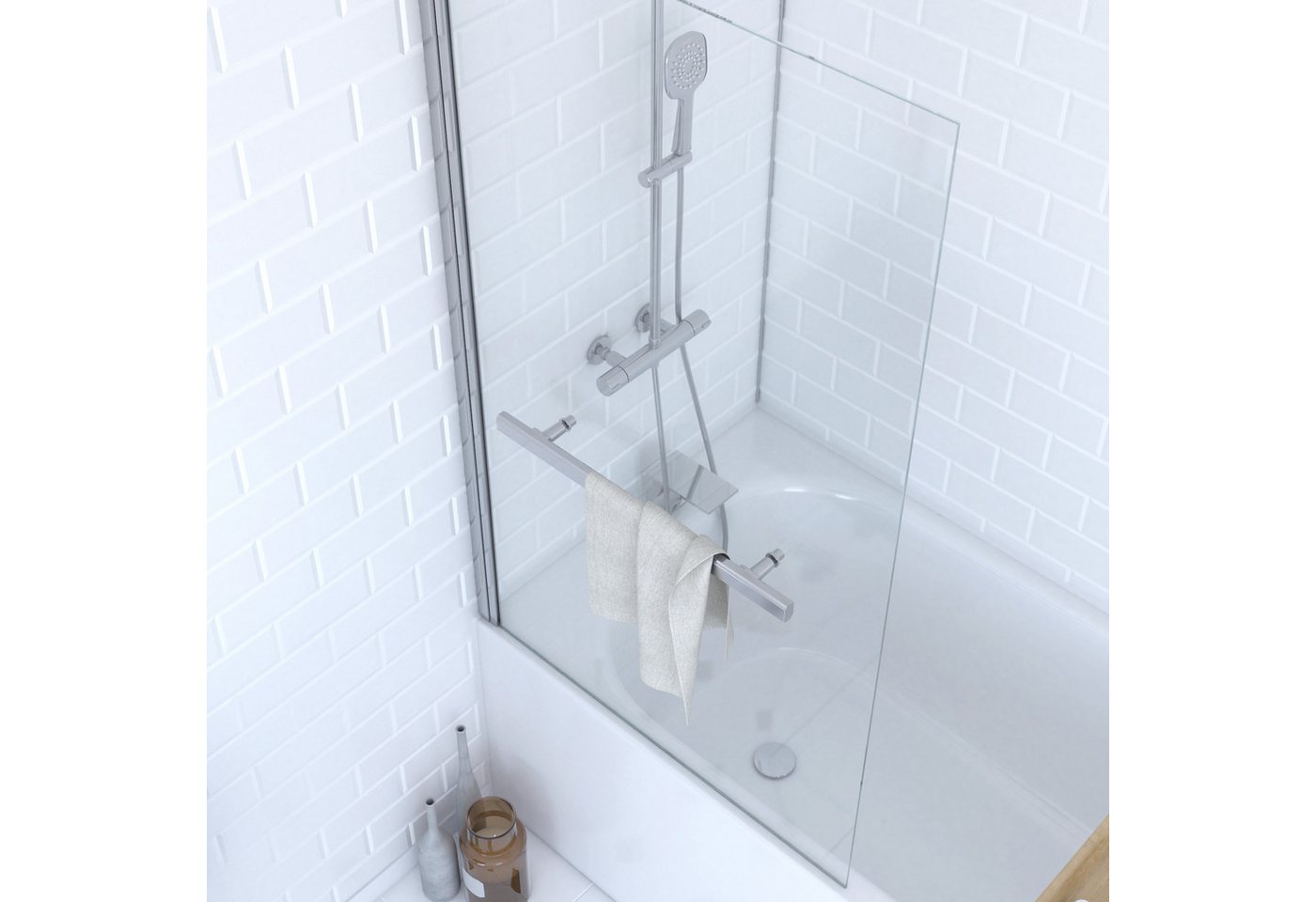 Thumbnail - Marwell Badewannenfaltwand Prime Chrome, Einscheibensicherheitsglas, für Badewanne, hochwertige Aluminiumrahmen