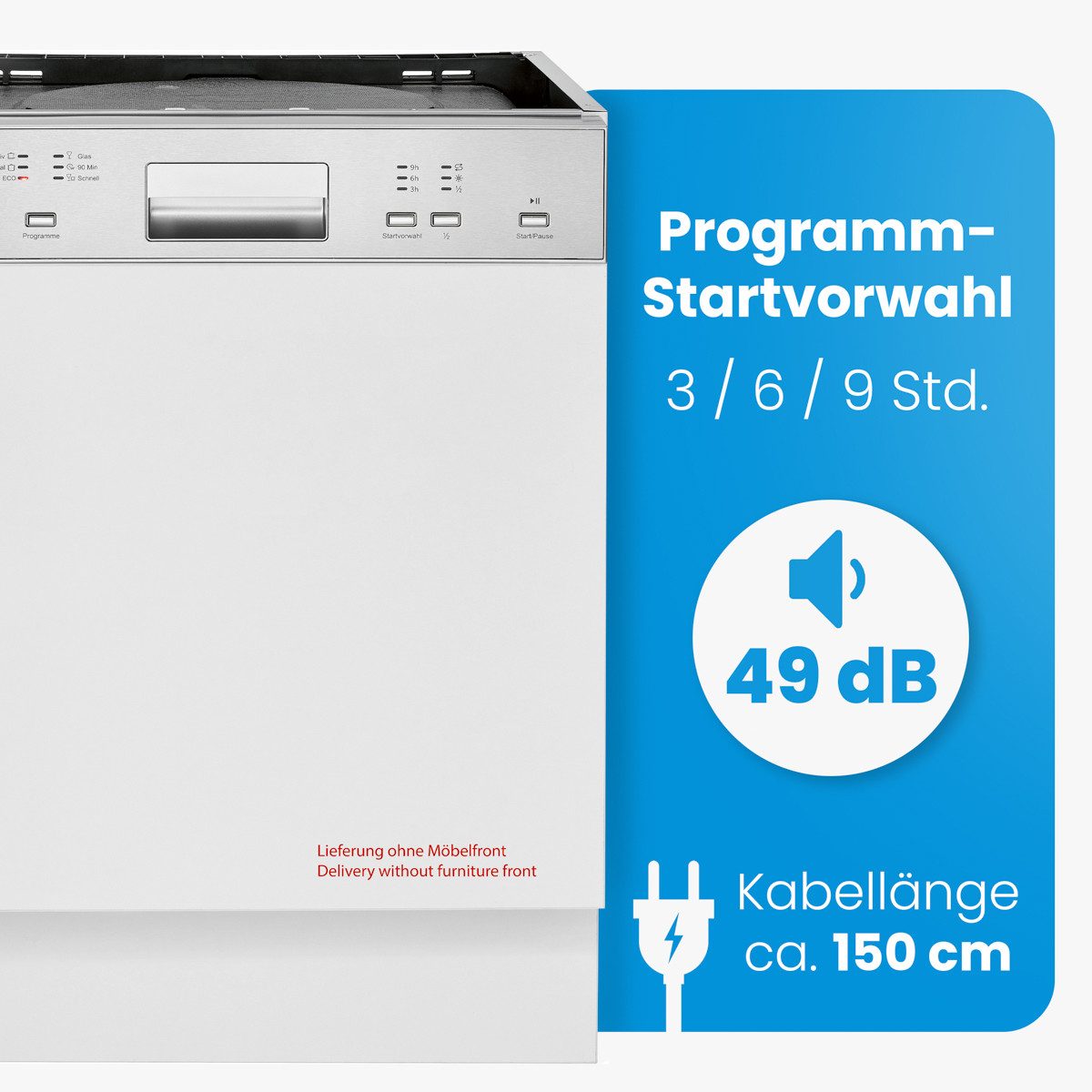 BOMANN teilintegrierbarer Geschirrspüler GSPE 7423 TI, 60 cm, teilintegriert, OHNE Möbelfront