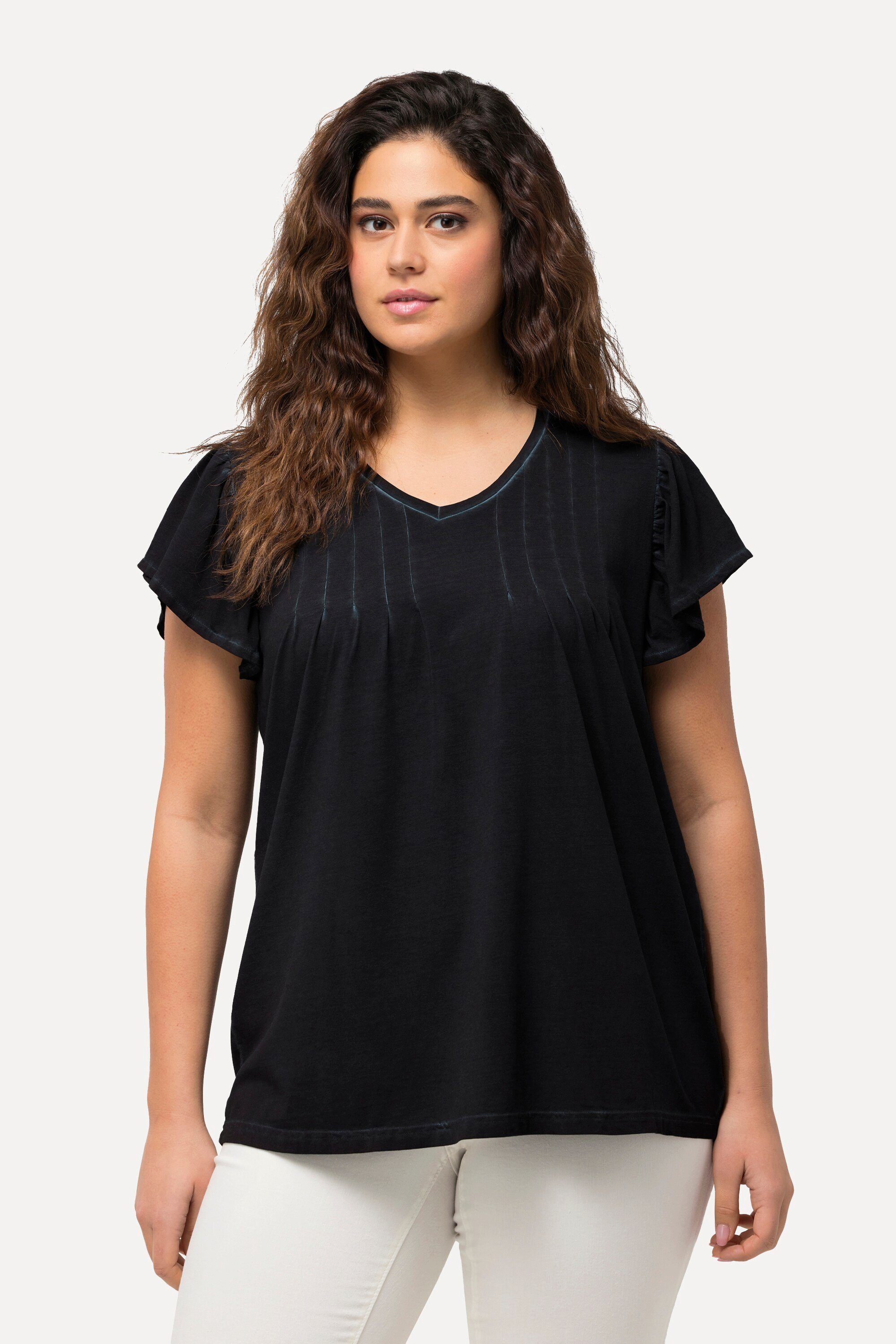 Ulla Popken T-Shirt T-Shirt Zierfalten A-Linie günstig online kaufen