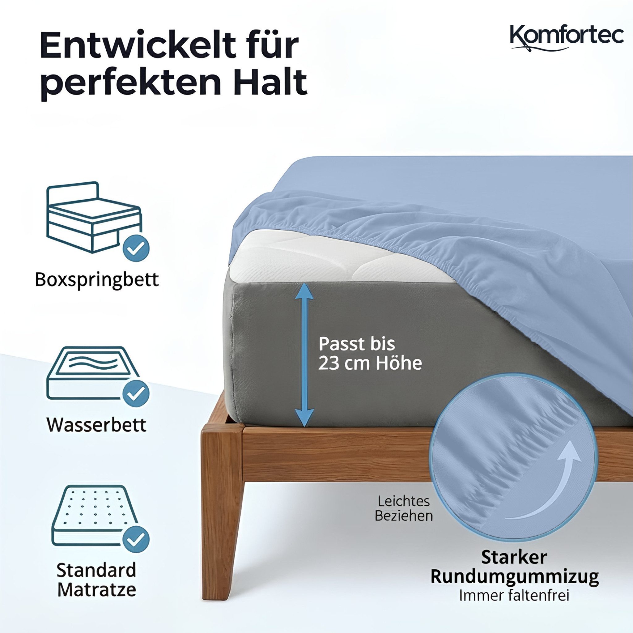 Komfortec Spannbettlaken Jersey Spannbettuch, 90x200, 140x200, 160x200, 180 günstig online kaufen